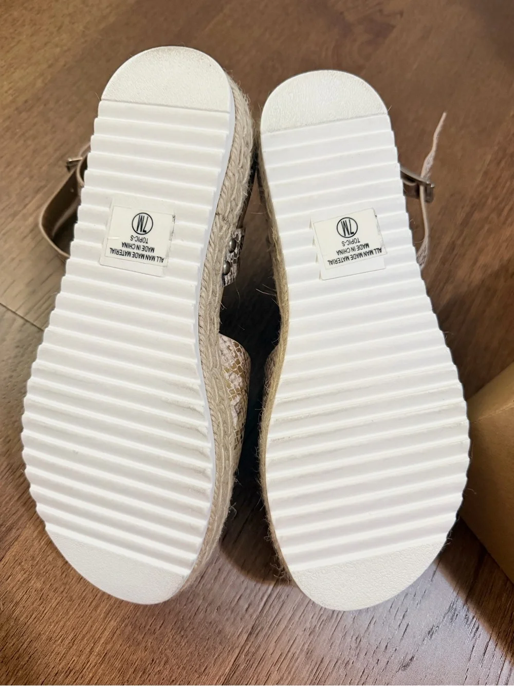 Soda Snake-Print Espadrille Wedge Sandals in Cream and Tan